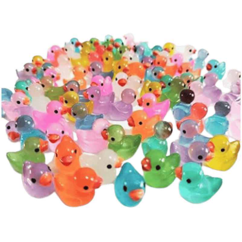 a collection of resin ducks in multiple colors